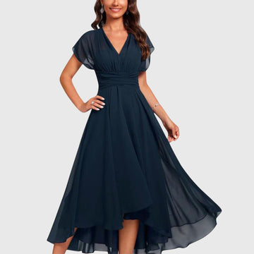 Elvayn | V-Neck A-Line Midi Dress