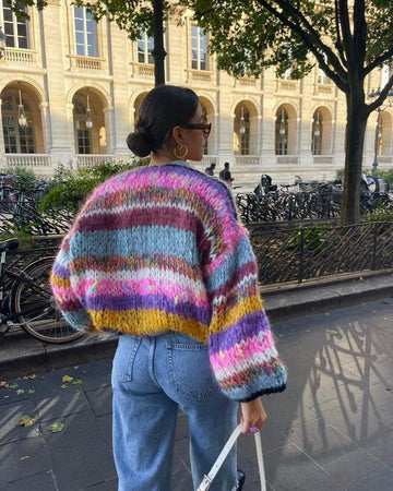 Elvayn | Cozy Multicolor Knitted Cardigan for Women