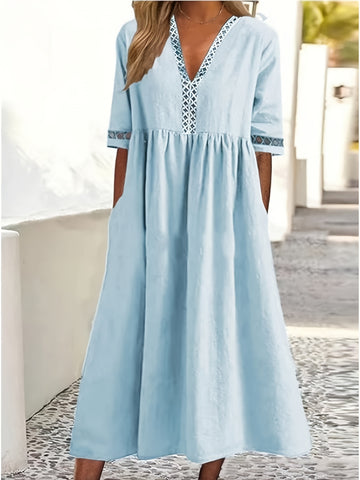 Elvayn | V-Neck Cutout Summer Dress