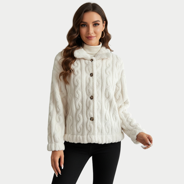 Elegant warm cardigan with lapel collar for women