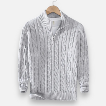 Elvayn | Men’s Thick-Knit Turtleneck Zip Sweater
