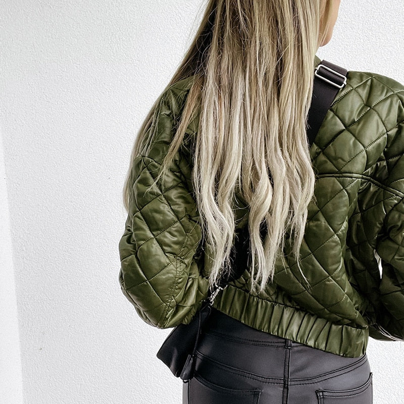 Elvayn | Women’s Quilted Short Zip-Up Bomber Jacket