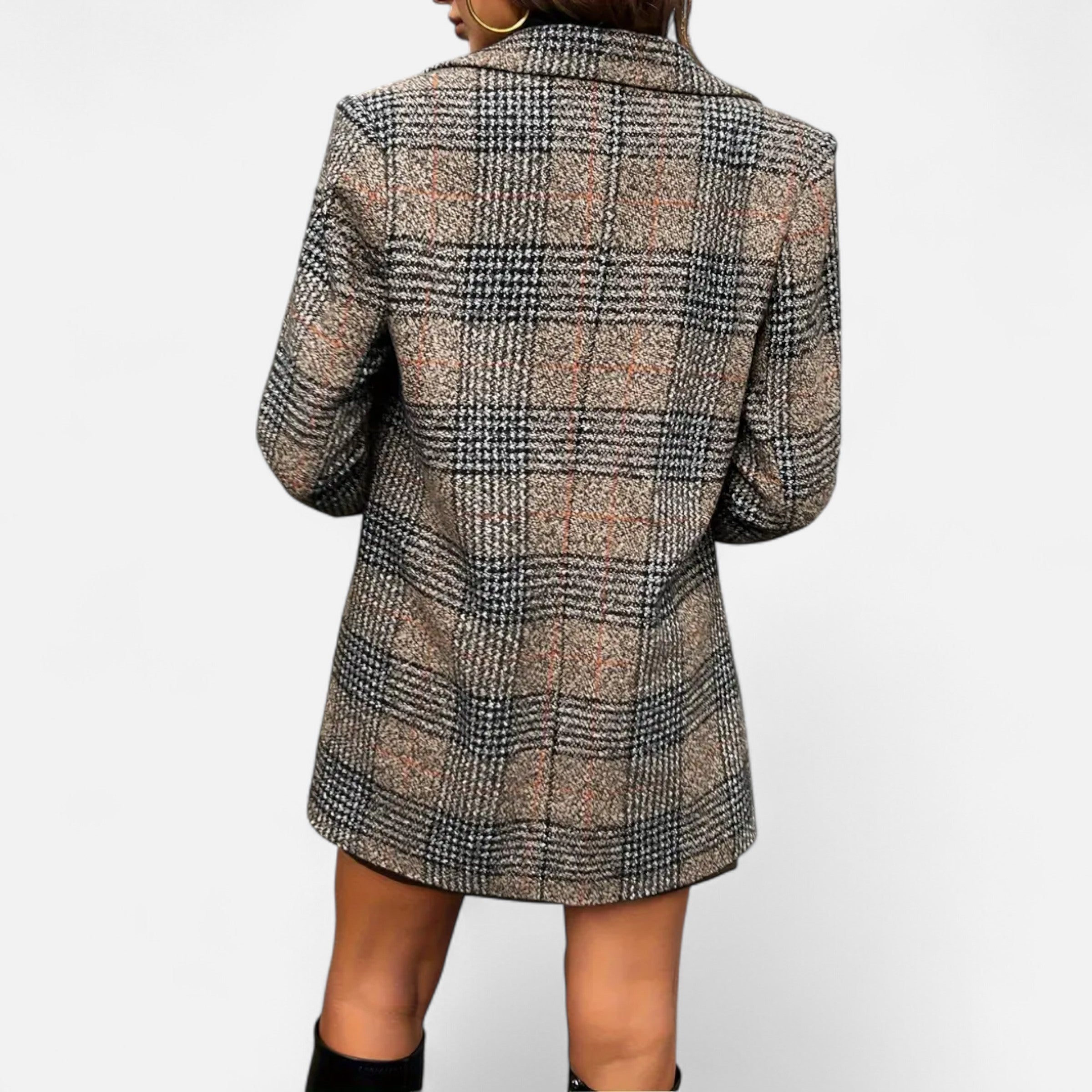 Elvayn | Women’s Classic Coat – Houndstooth Timeless Sophistication