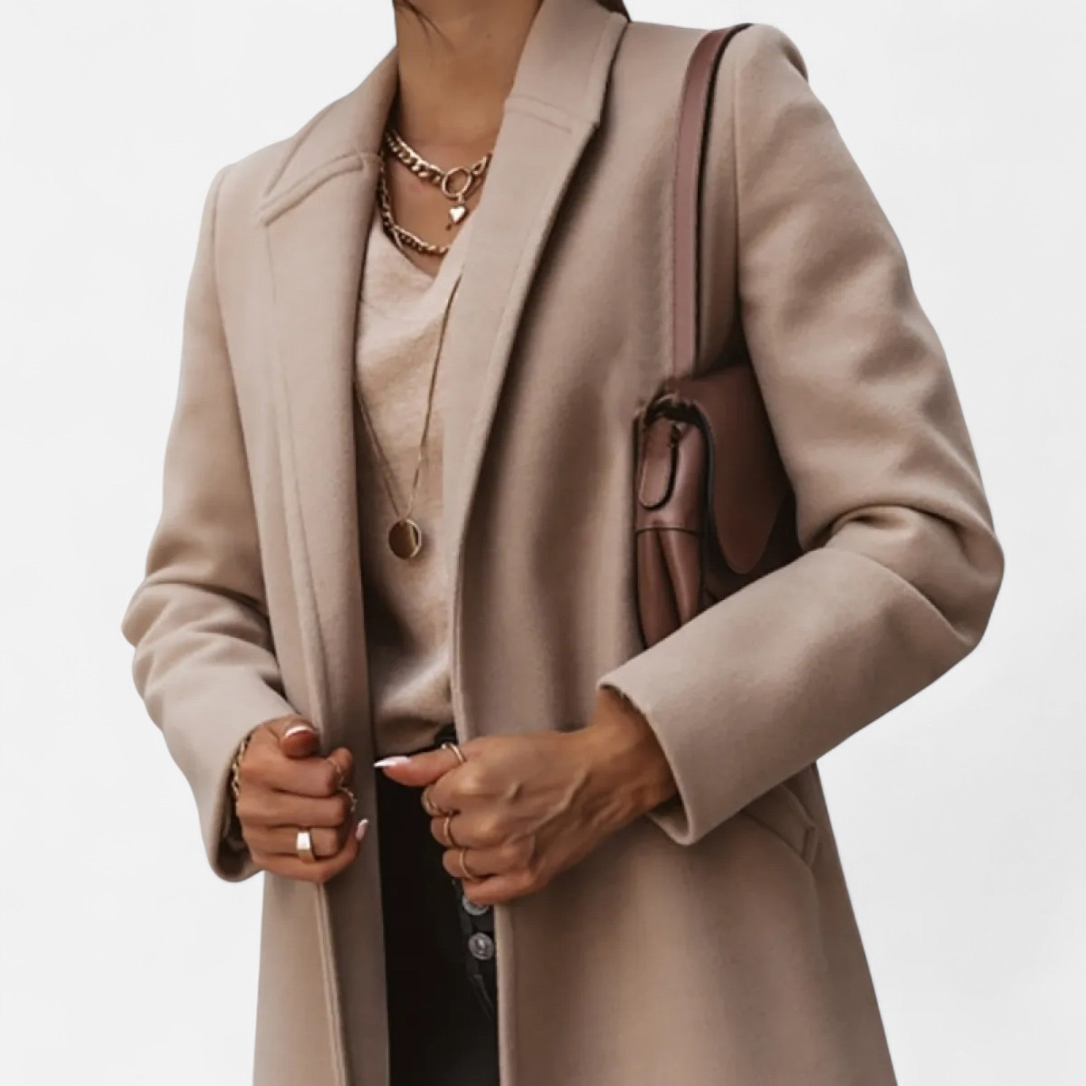 Elvayn | Women’s Winter Overcoat – Lapel Collar Elegance