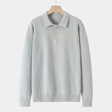 Elvayn | Men’s Loose-Fit Button-Up Polo Sweater