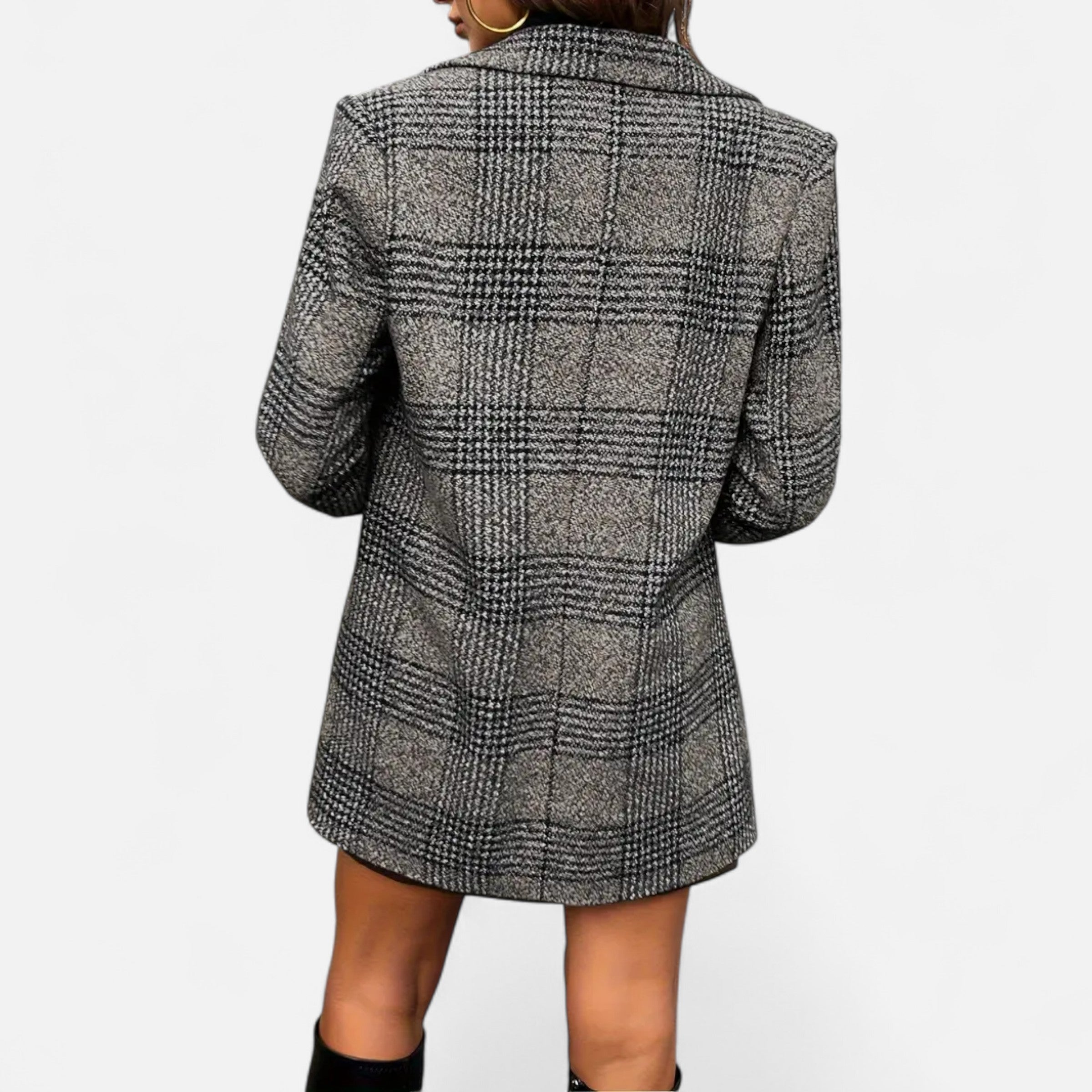 Elvayn | Women’s Classic Coat – Houndstooth Timeless Sophistication