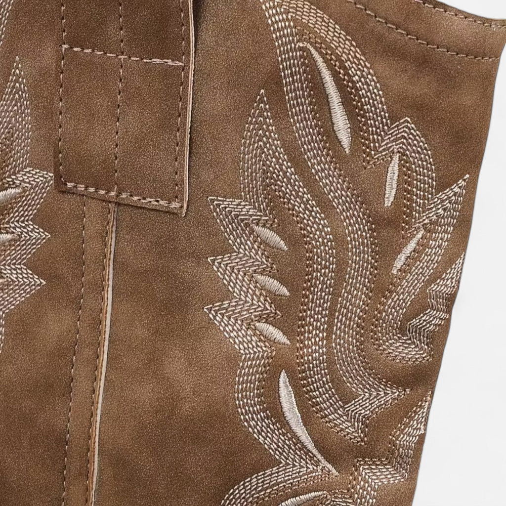 Elvayn | Women’s Suede Cowboy Boots – Vintage Chunky Heel