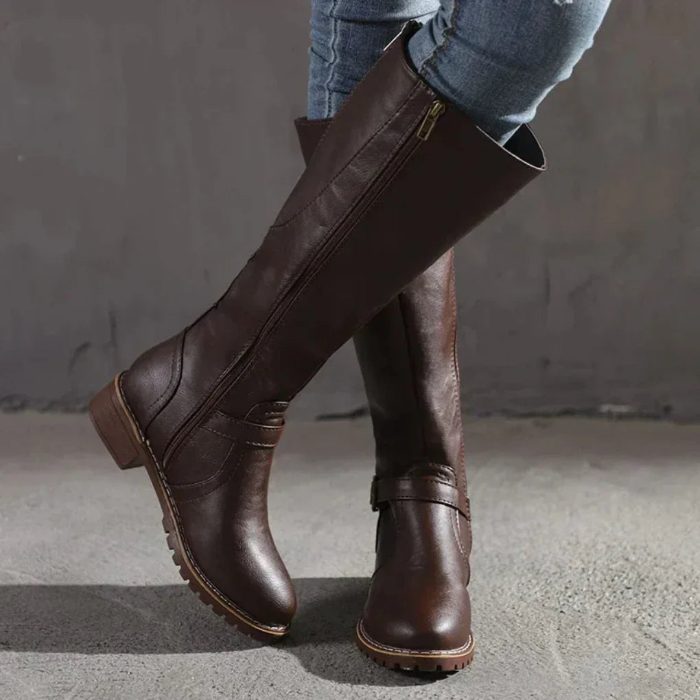 Elvayn | Women’s Stylish Buckled Knee Boots