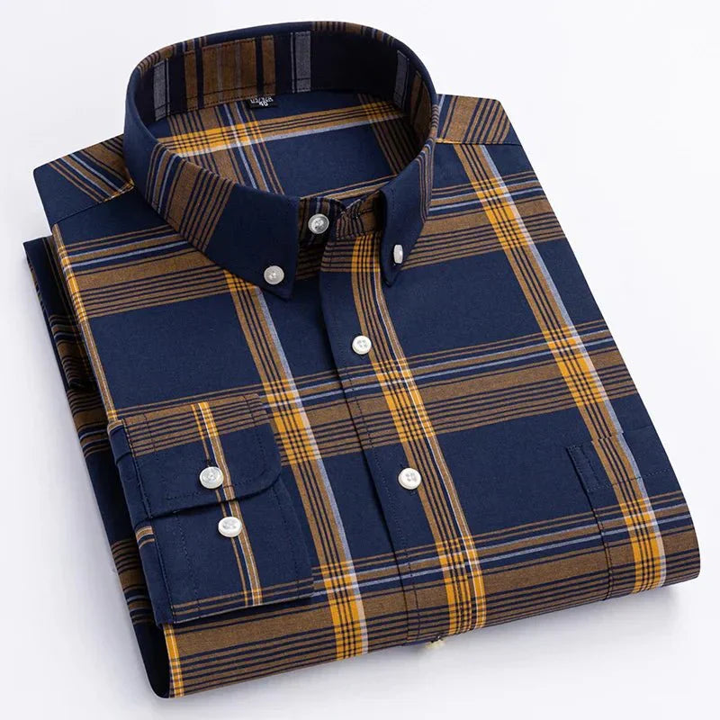 Elvayn | Men's Plaid Button-Down Shirt