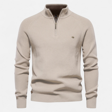 Elvayn | Men’s Cotton Zip Sweater – Refined Knitwear for the Season