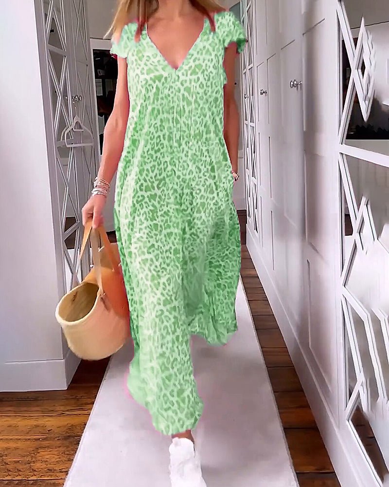 Elvayn | V-Neck Elegant Maxi Dress
