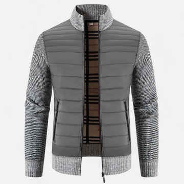 Elvayn | Men’s Fleece Stand-Collar Patchwork Jacket