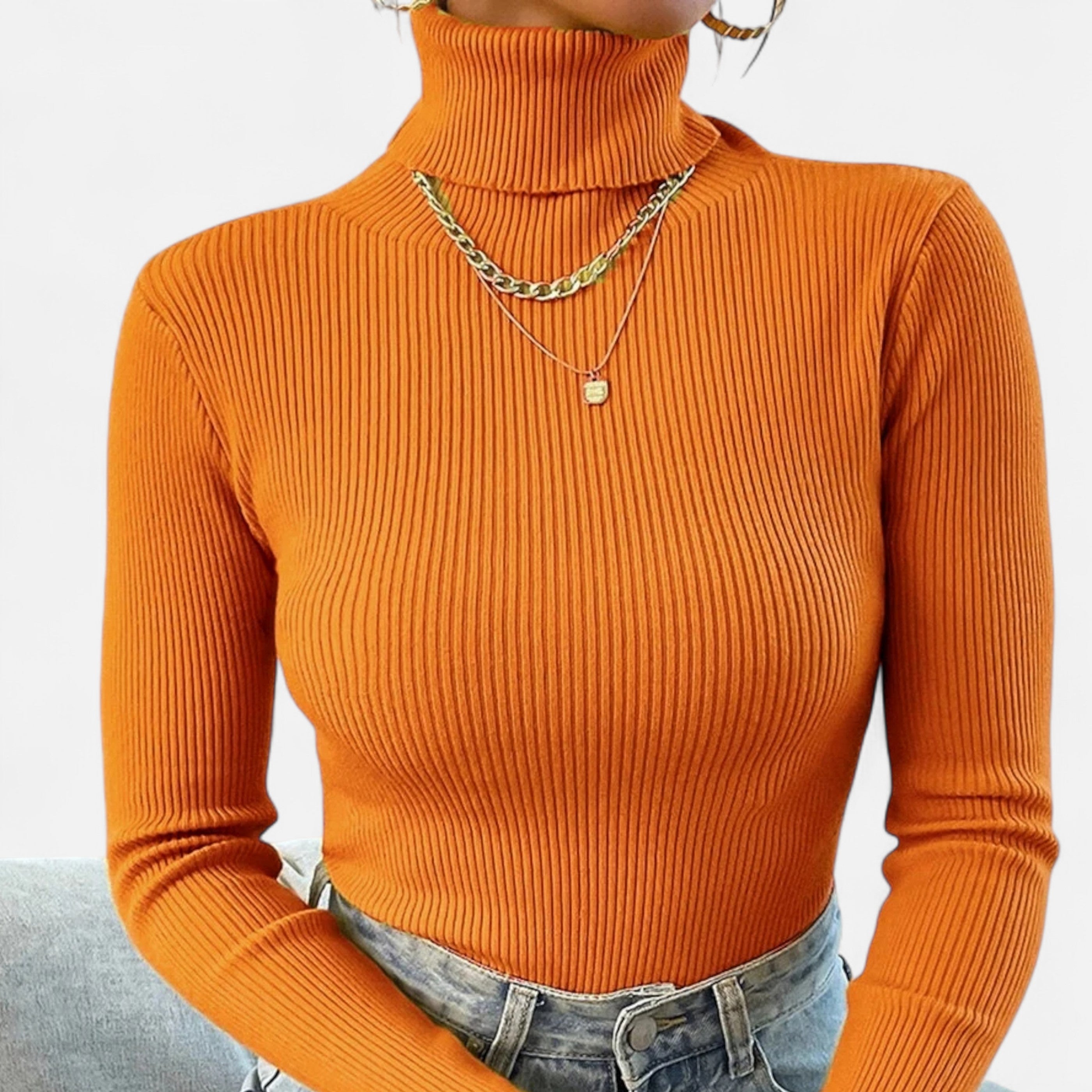 Elvayn | Women’s Ribbed Turtleneck – Foldover Winter Elegance