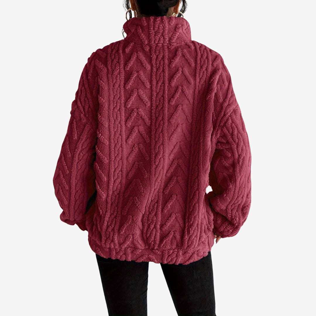 Ultra-soft zip-up fleece pullover for women
