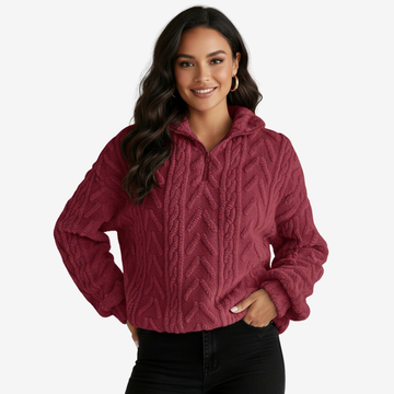 Ultra-soft zip-up fleece pullover for women