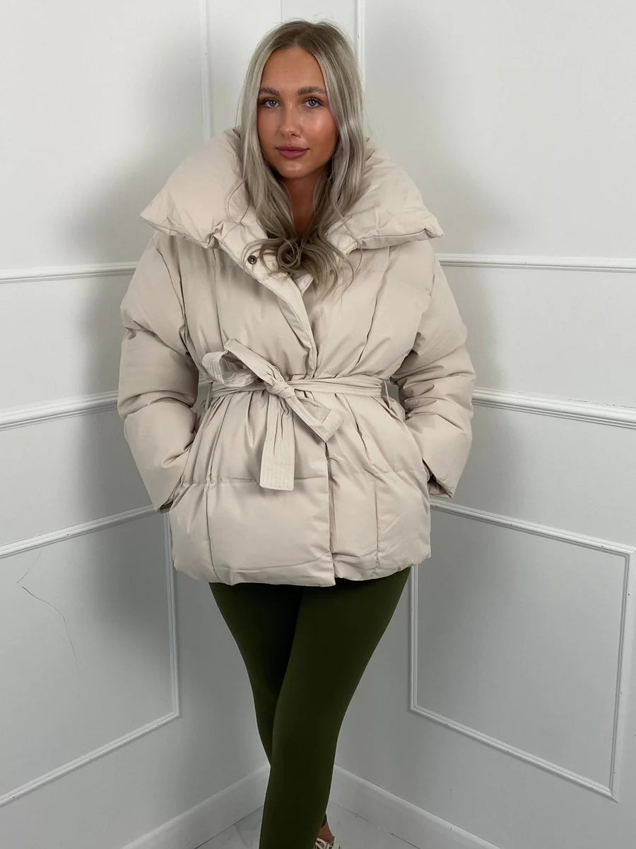 Elvayn | Winter Belted Puffer Coat For Women